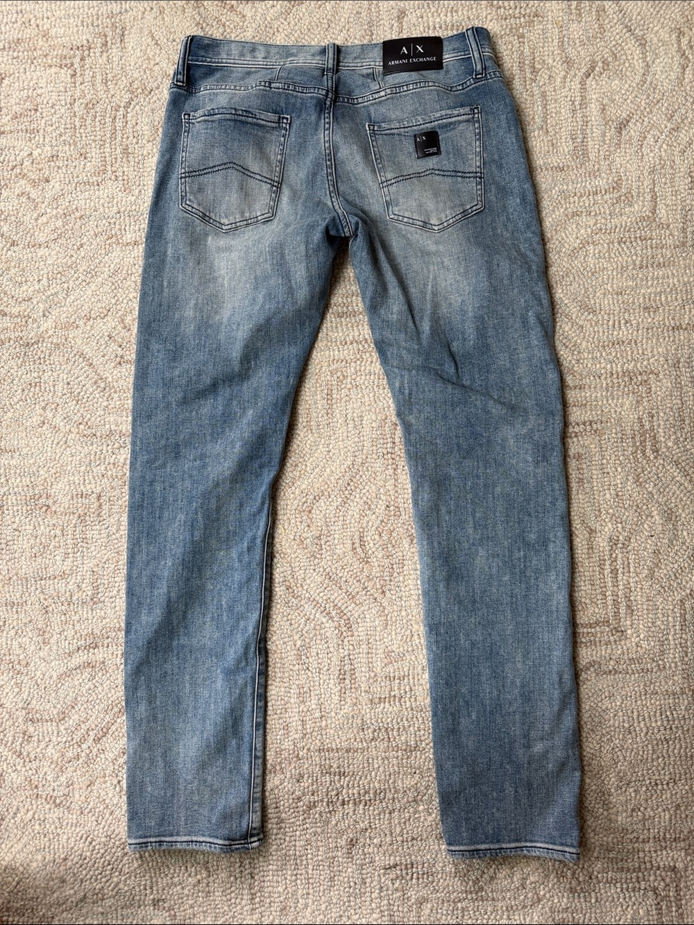 Armani Exchange Men's Faded Light Blue Jeans